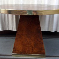 Pierre Cardin Burl Wood Brass Pedestal Table