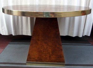 Pierre Cardin Burl Wood Brass Pedestal Table