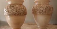 Italian Carved Alabaster Lamps