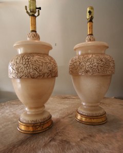 Italian Carved Alabaster Lamps
